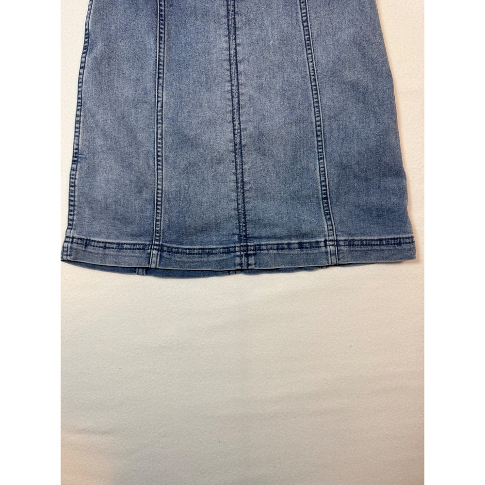 Boho Free People Denim Mini Skirt Womens 8 Blue Medium Wash Seamed Back Zip - Picture 9 of 9